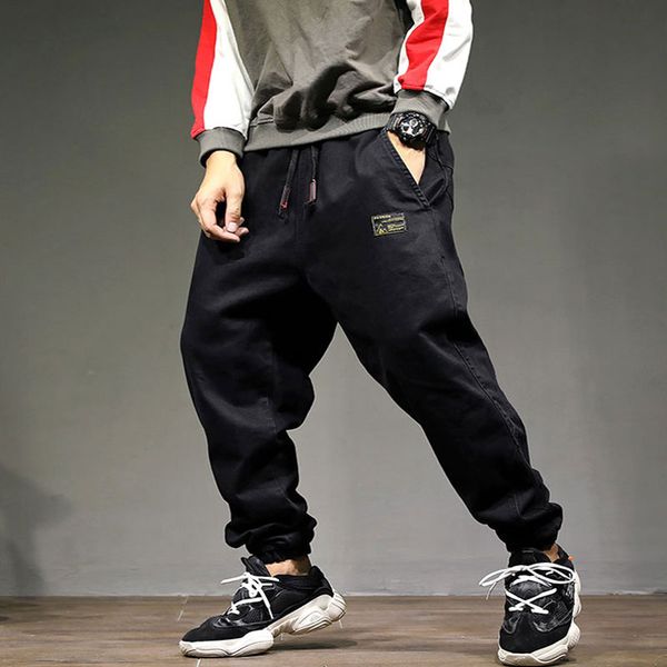 

2019 high street fashion men jeans loose fit harem pants black color punk style hip hop jogger jeans for men cargo pants1896, Blue