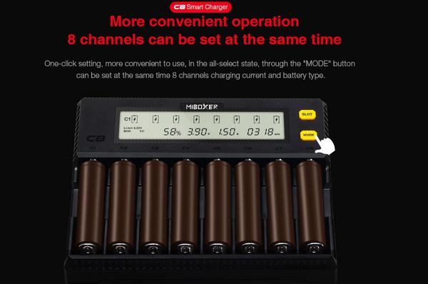 Freeshipping C8 18650 Caricabatteria Display LCD 1.5A per Li-ion LiFePO4 Ni-MH Ni-Cd AA 21700 20700 26650 18350 17670 RCR123 18700