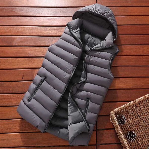 

8xl plus size winter hooded sleeveless jacket men waistcoat 2018 new puffer vest cotton-padded winter coat male jackets, Black;white