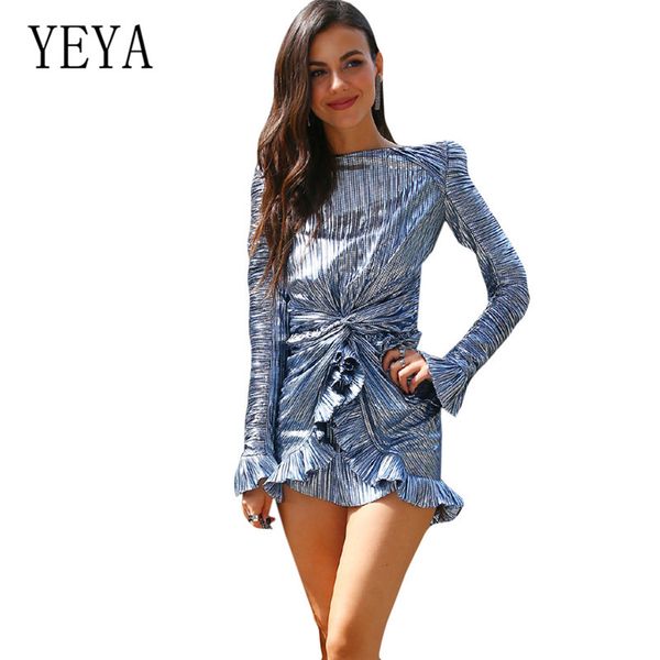 

yeya women fashion street shoot ruffles long sleeve o neck dress vintage elegant bodycon bandage christmas party dress, Black;gray