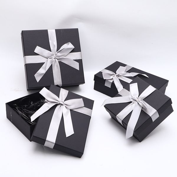 

5 pieces of large bowknot jewelry box gift box high-end black jewelry storage display box valentine's day gift, Black;white