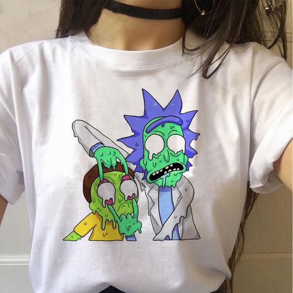 

rick and morty funny cartoon t shirt women harajuku ricky n morty ullzang t-shirt 90s graphic tshirt fashion tees female, White