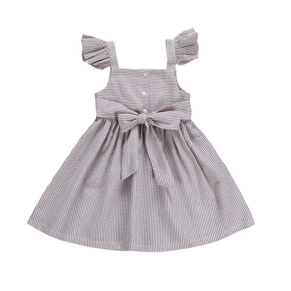 

2-6y малышей дети ребёнков лета симпатичные платья оборками рукава solid вернуться bowknot пояса колен a-line платье, Red;yellow