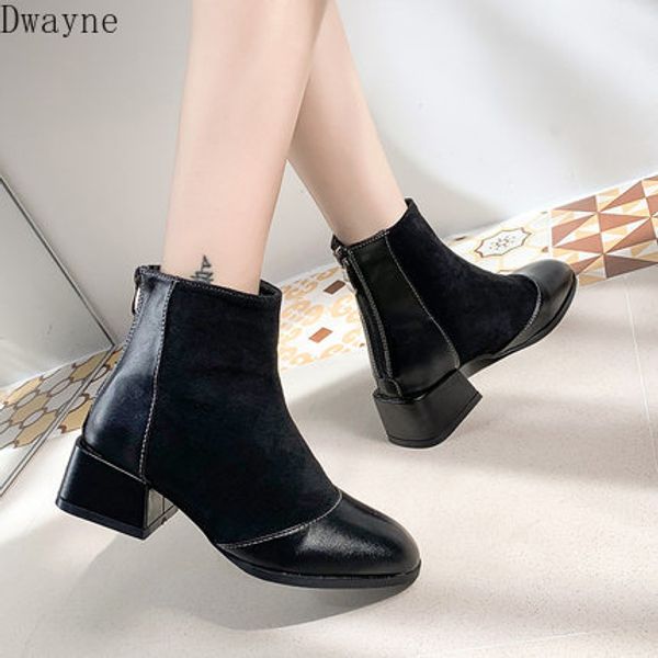 

women's boots 2019 autumn new wild round head boots, Black