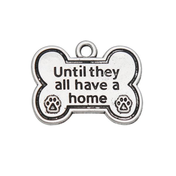 

wholesale alloy dog bone shape charms until they all have a home dog paw print charms 20*25mm 50pcs aac974, Bronze;silver
