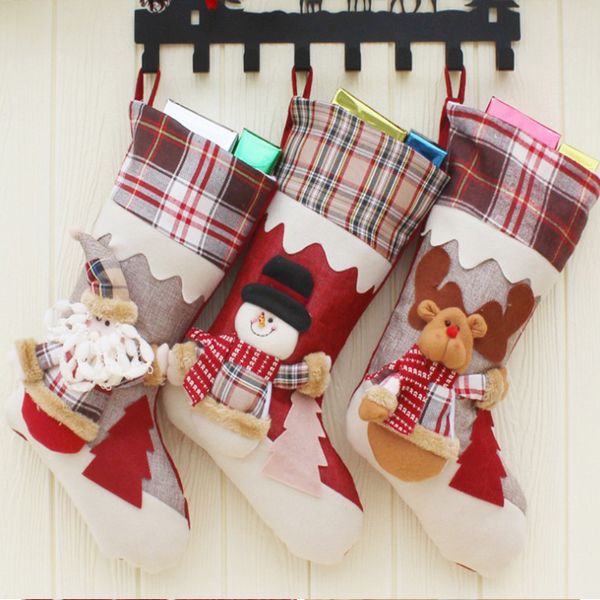 

christmas stocking gift bag noel reindeer santa claus snowman socks natal xmas tree candy ornament gifts decorations new year