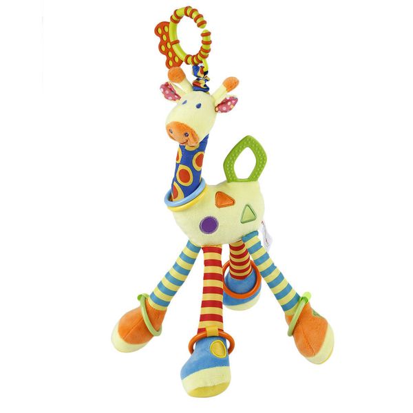 

Newborn Baby Pram Hand Bed Bells Soft Hanging Toys Infant Cartoon Giraffe Animal Handbells Rattles Mobile Plush