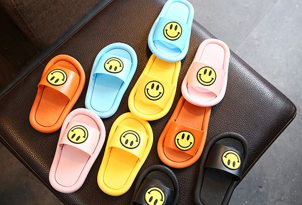 

kids slipper summer soft shoe sole smile face slippers, Black;grey
