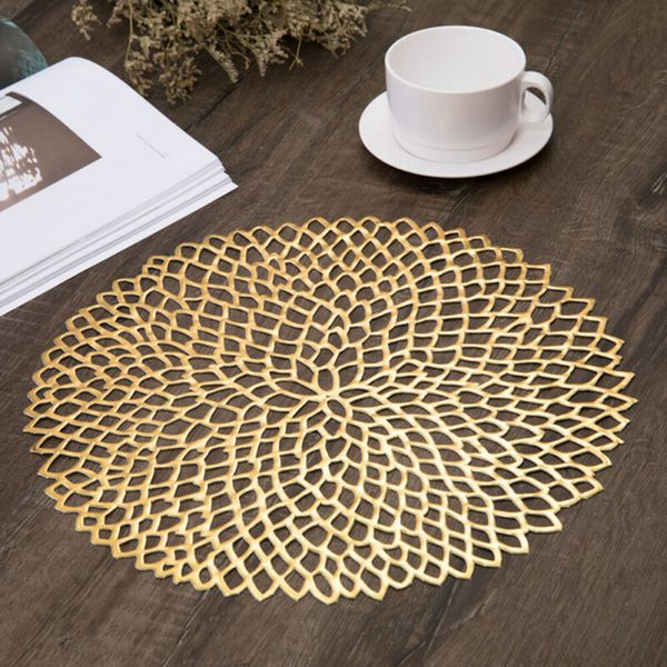 

pvc hollow table mats coaster insulation pads placemat dining tableware plate bowl plastic round pads 38cm home decor