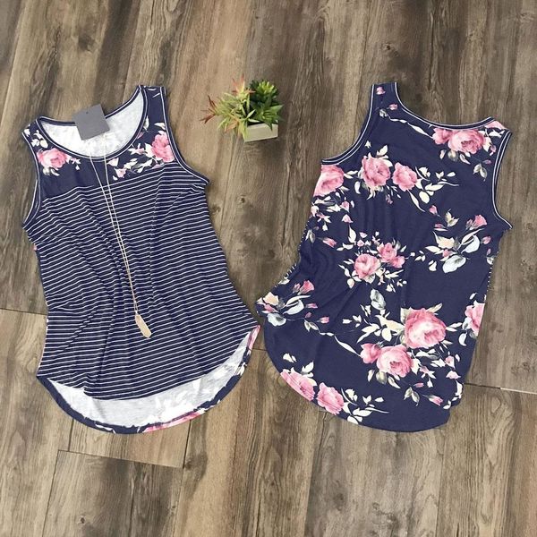 

tank women floral striped splicing o neck tank 2019 harajuku sleveless vest tee summer casual tanks halter streetwear vogue, White