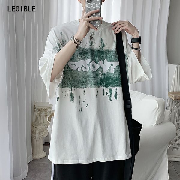 

legible t-shirts men printing streetwear summer mens loose casual short sleeve tees male oversize t shirts, White;black