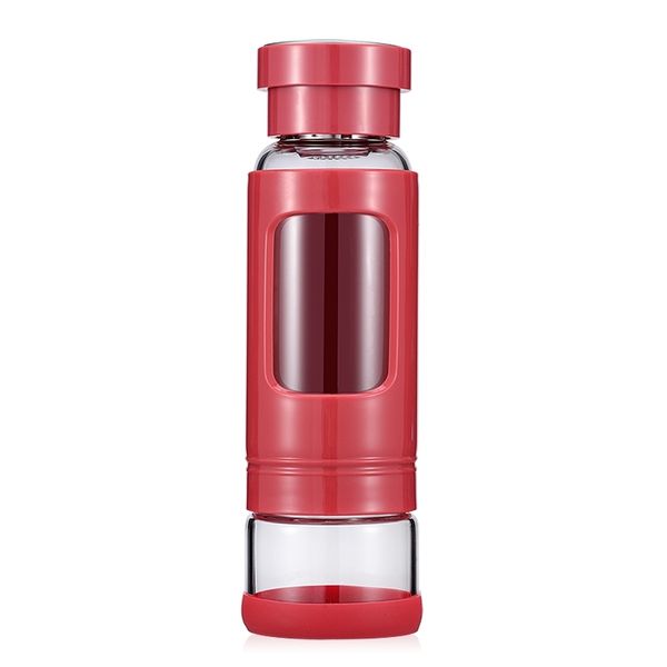 

430 ml glass water bottle with tea infuser water tea bottle heat-resistant red other dinnerware