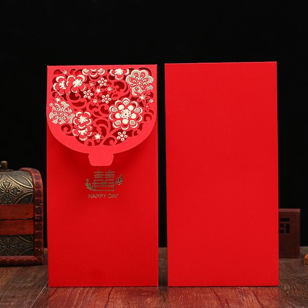 

20pcs chinese style wedding red envelope with gold stamping and hollow, high quality