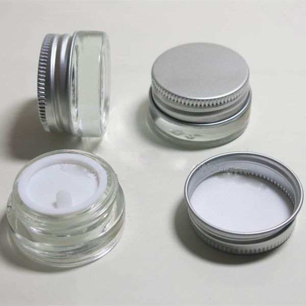 

500pcs 5g clear glass cream jar with silver aluminum lid, 5 gram cosmetic jar,packing for sample/eye cream,5g mini glass bottle lin4625