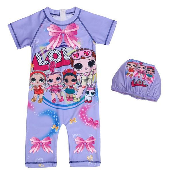 

bathing suit girls lol swimwear kids one piece children swimsuit cute cartoon bikini set with swimming cap beach wear for girl