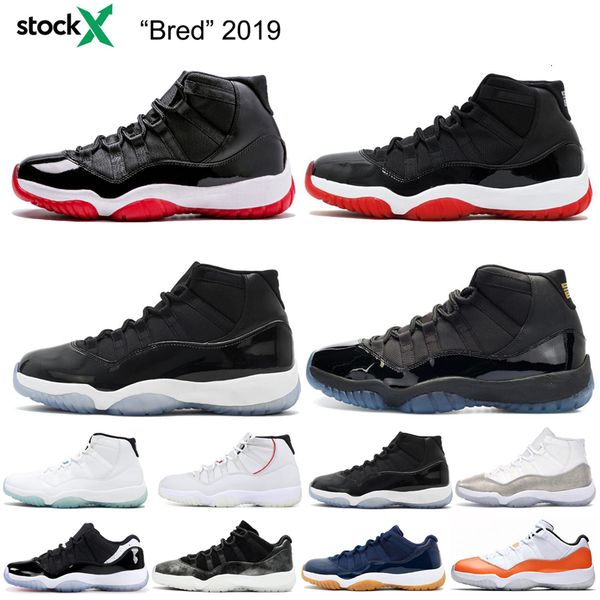 

11 11s men bred basketball shoes stock x space jam navy gum orange trance mens designer shoes cap and gown 11s sports sneakers, Black