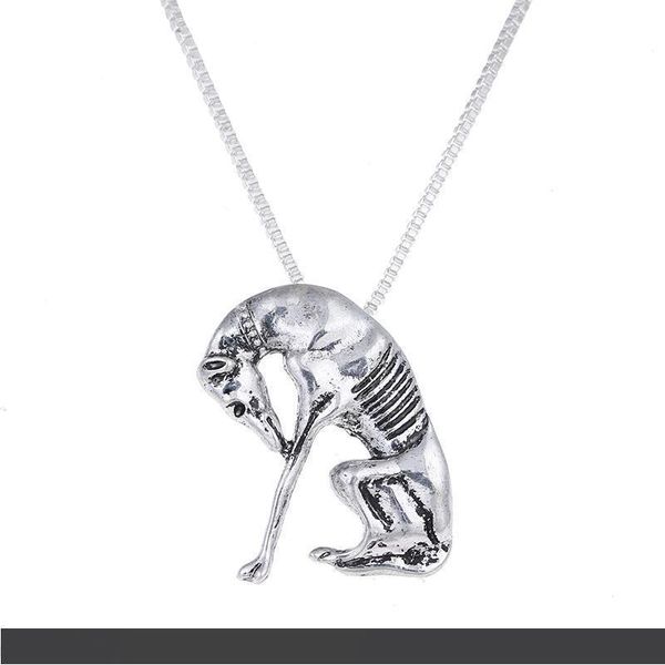 

antique silver thinking statue greyhound necklace dog pendant whippet necklaces choker halloween gift
