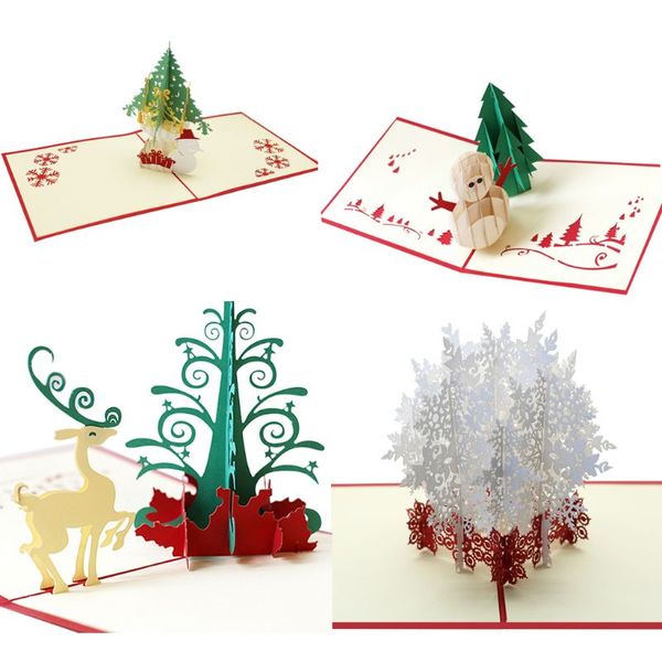 

4шт 3d рождественские открытки до поздравительные открытки смешные уникальные праздничные открытки подарки для xmas религиозных коробках с р