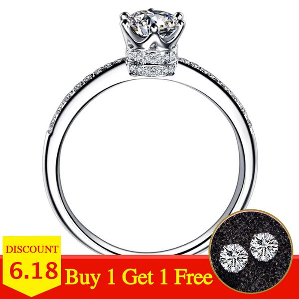 

1.5 carat not fake s925 sterling silver ring sona diamond luxury fine crown style ring queen love wedding engagement simple 925 j190704, Slivery;golden