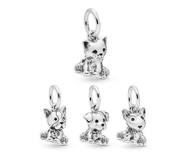 

new 20pcs silver charm beads bulldog labrador bull terrier dangle european charms fit women pandora bracelets necklace & bangles diy jewelry, Black