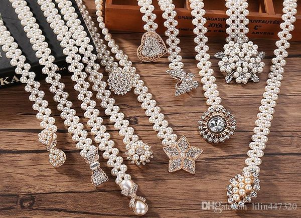 

2018 пояс жемчужных пряжек пояса desiger пояс мода аксессуары талия ремни сеть ремни stretch waistband платье женщин пояс 10 стили, Black;brown