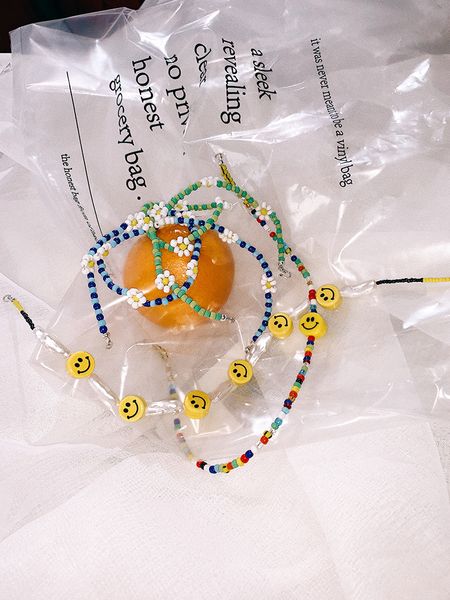 

smile interesting beaded flowers freshwater pearls smiling face chain necklace used more, Silver