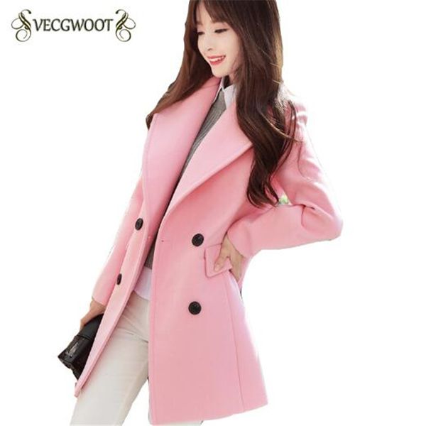 

autumn winter women woolen jacket 2018 new leisure solid color long-sleeved middle-length women woolen jacket s-xxl ses631, Black