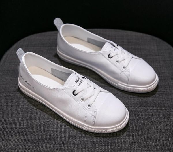 

women casual shoes comfortable white nude sneakers fashion lace-up split leather girls casual flats shoes, Black