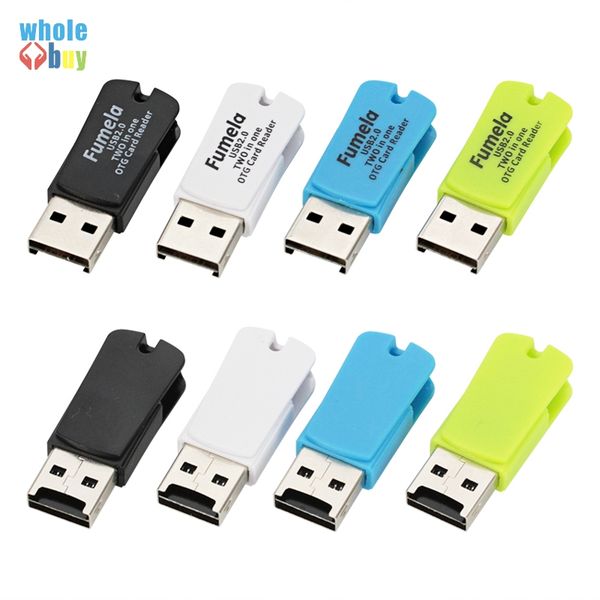 

color high efficiency universal card reader mobile phone pc card reader micro-usb otg card reader otg tf/sd flash storage wholesa 200pcs/lot