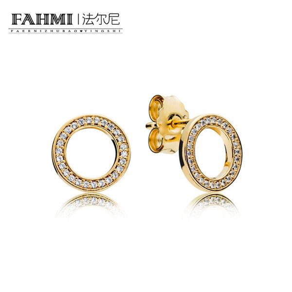 

famhi 100% стерлингового серебра 925 1: 1 аутентичные классический 267112cz сиять навсегда изысканные женщины свадебные серьги подарок ювели, Golden;silver