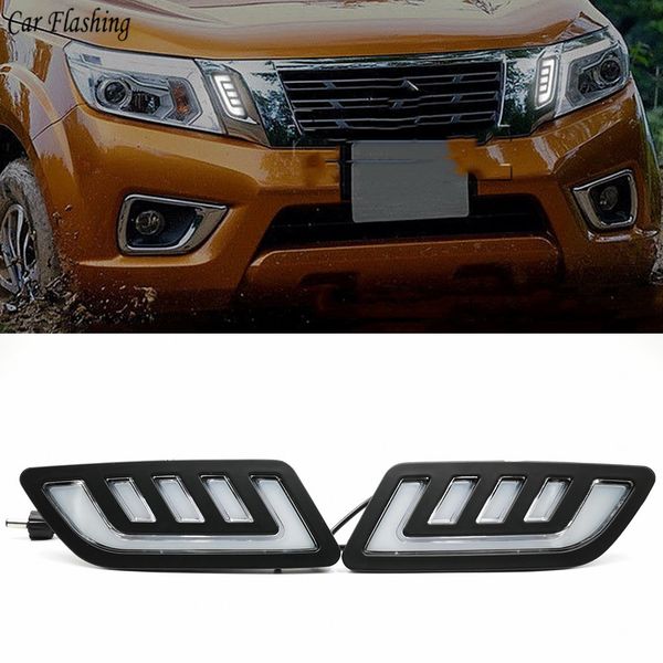 

2pcs for navara np300 d23 2015 2016 2017 2018 2019 drl daytime running lights mask grille led lamp with turning signal
