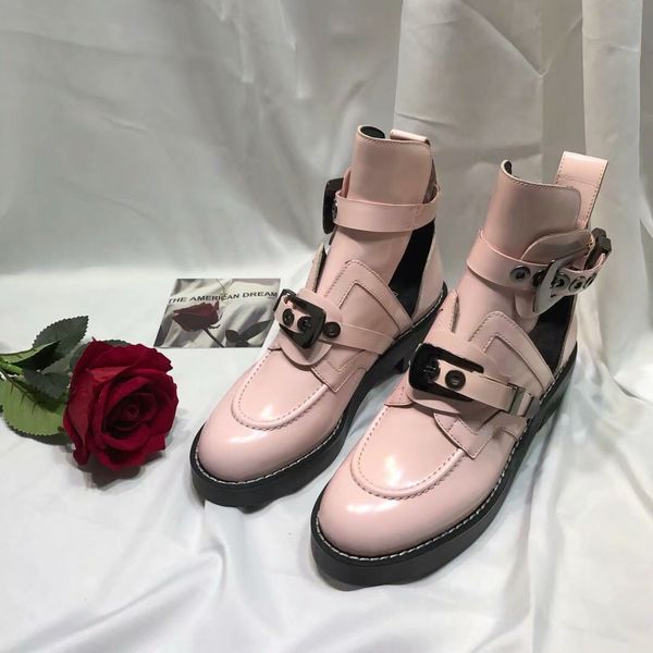 

designered short boots real leather women heavy-duty soles snow boots casual martin wholesale fashion motorcycle boots, Black