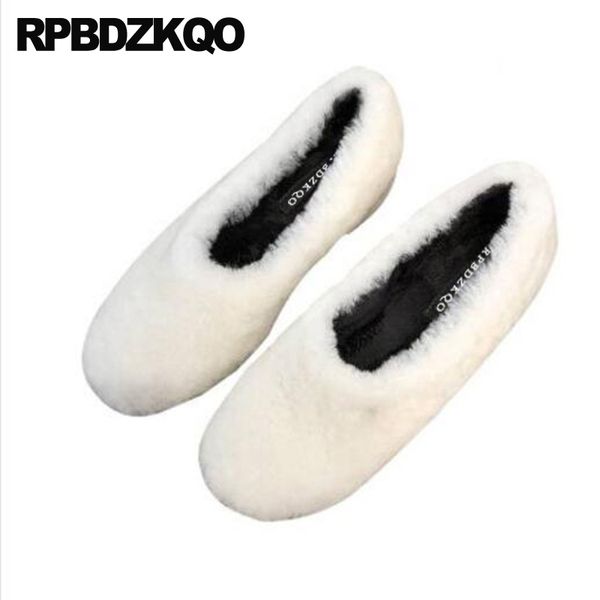 

shallow fur slip on ladies white designer shoes women luxury 2019 winter brown comfortable chinese round toe china, Black
