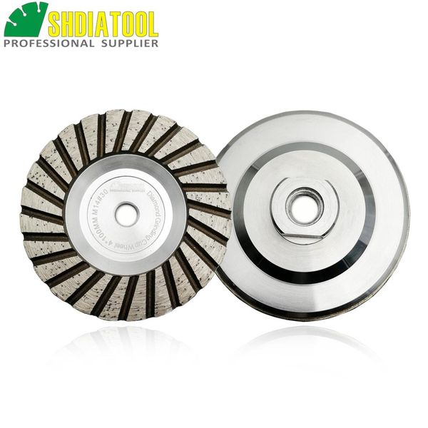 

shdiatool 2pcs dia 4"/100mm m14 thread aluminum based grinding cup wheel diamond grinding disc granite marble wheel