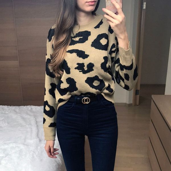 

streetwear leopard print sweater women 2018 autumn winter fashion long sleeve beknitted sweaters and pullovers for ladies, White;black