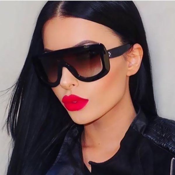 

dressuup 2016 new square sunglasses women brand big frame shades gradient sun glasses feminino lentes, White;black
