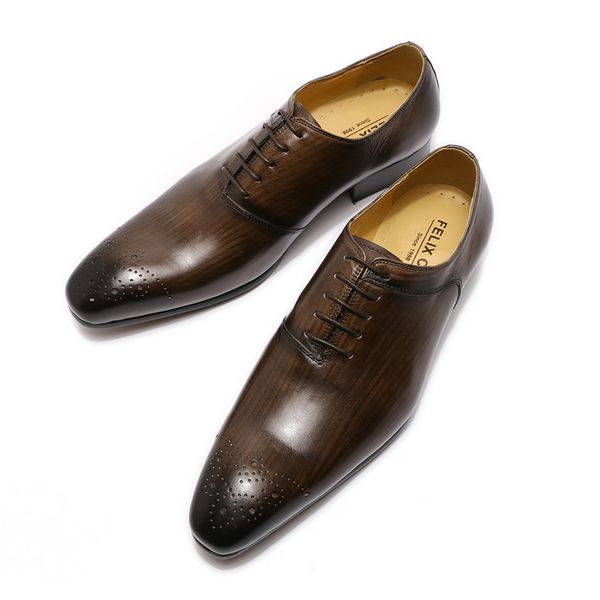 

dress shoes 2021 winter elegant men's medallion oxford lace up genuine leather wedding party formal, Black