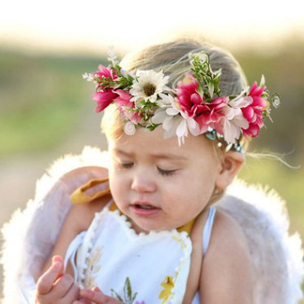 Kids Girl Handmade Bridal Headdress Flower Hairband Floral