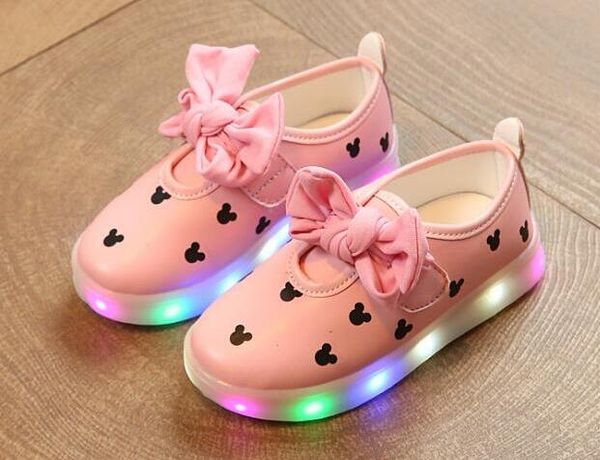 

2018 c18 c1children shoes new fashion cartoon led shoes girls princess cute with light luminous sneakers size 21-30, Black;red