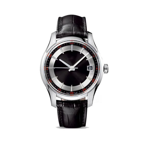 

Top Luxury Mens Business Watch OM DE VILLE черный 41MM циферблат сапфировое стекло Автоматическая Кожаный Складной Пряжка ремешка Master Men WristWatch