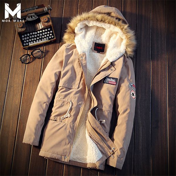 

winter fashion men's new solid color hooded plus velvet large size men jacket wild long sleeves long section jackets mens, Black;brown