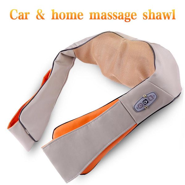 

us stock portable heating type kneading massage shawl car home bed dual-use shawl vertebra massage device 4d neck massager tool fy0028