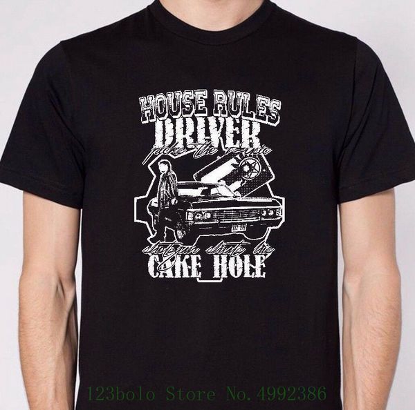 

house rules cotton t shirt supernatural winchester quote music tee design t shirt men's high quality, White;black