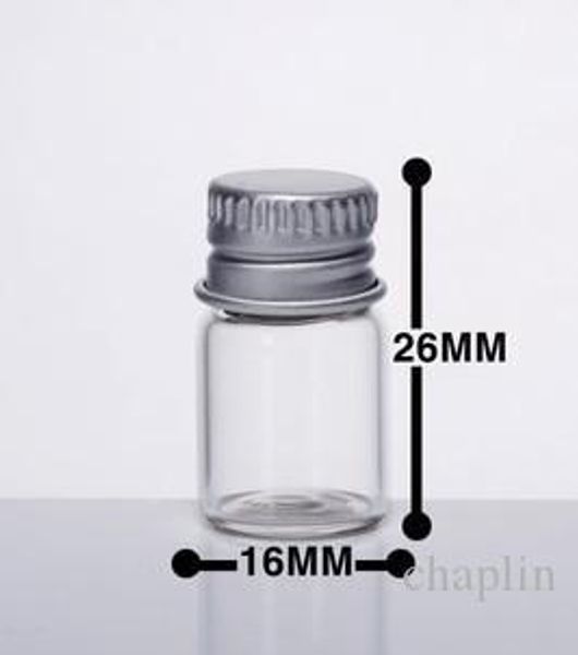

2 мл 12x26x7mm пустая банка косметические контейнеры стеклянная бутылка для образцов с алюминиевой крышкой небольшие многоразовые бутылки уп