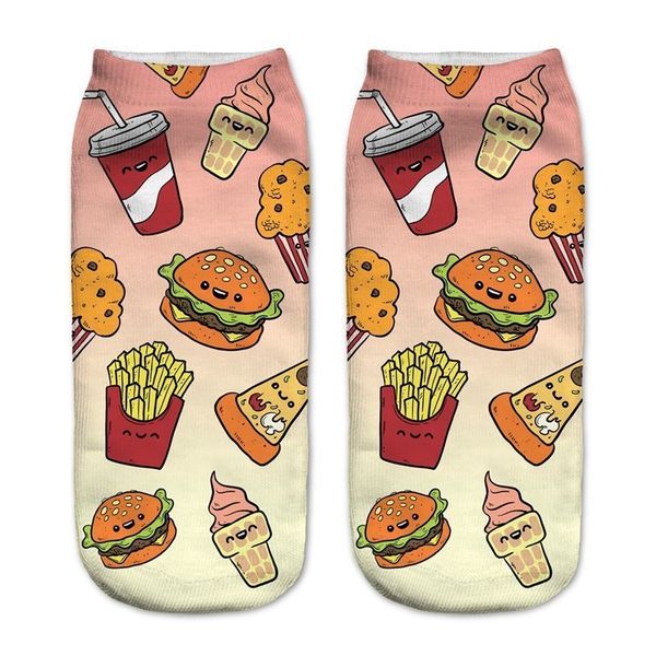 

happy socks 2019 new sushi pizza print 3d socks women kawaii calcetines femme girls cute casual funny 6 colors, Black;white