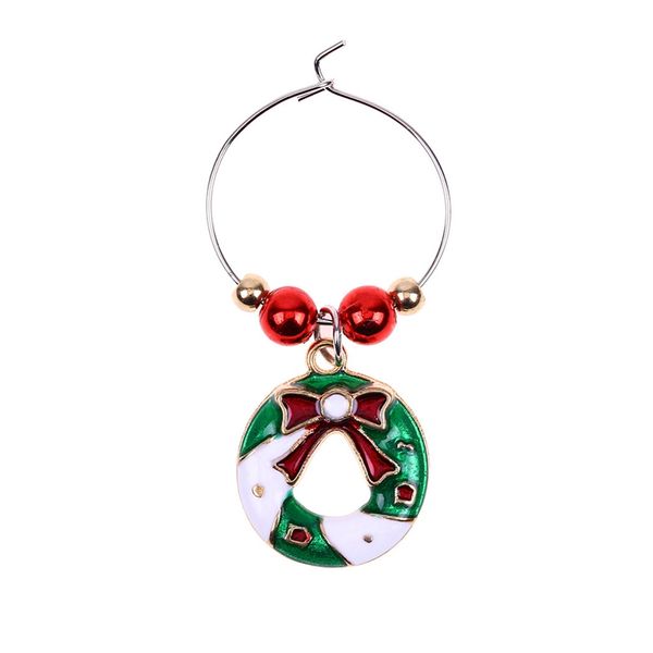 

eleg-1set christmas wine glass decoration charms party new year cup ring table decorations xmas pendants metal ring decor