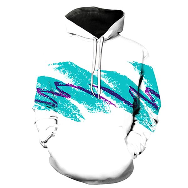 

foreign trade 3d blue print hat pocket turtleneck men's fashion hat men's wear sweatshirts printing blouse hoodies, Black