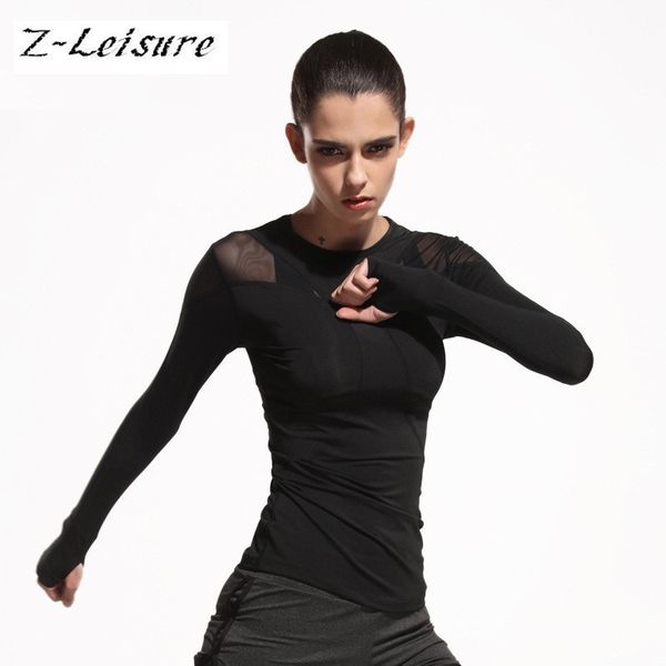 

women mesh hollow out running t shirts full sleeve sport t shirt quick dry fitness gym sports clothing wrt001, Black;blue