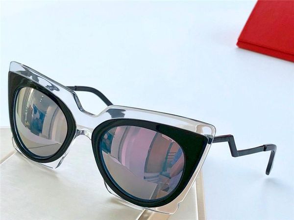 

new fashion designer sunglasses 0117 compact and charming cat eyes frame coated reflective lens avant-garde modern decorative eyewear, White;black