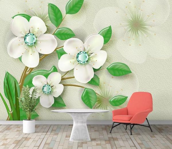Personalizado Wallpaper Mural For Kids quarto Mão pintada cor simples jóia da flor do fundo da parede TV 3d Wallpaper Murais Papel De Parede